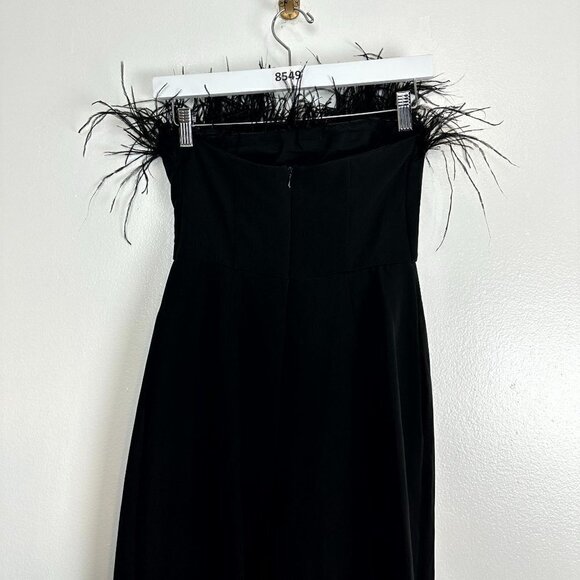 SAM EDELMAN Feather Trim Strapless Jumpsuit in Black Size US 0 - Picture 10 of 10